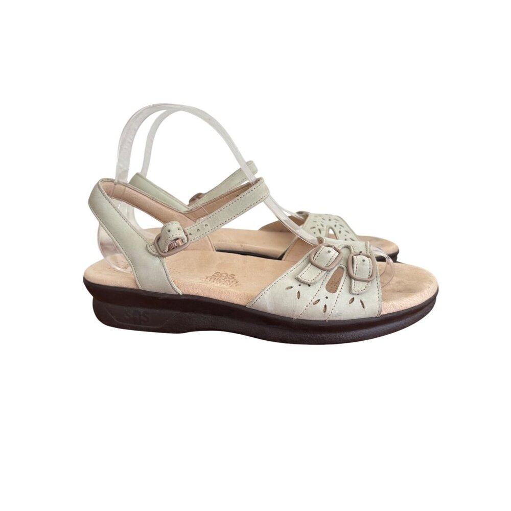 SAS Duo Quarter Strap Sandals Sage Leather Adjustable Buckles Womens Size 9 - Picture 2 of 14
